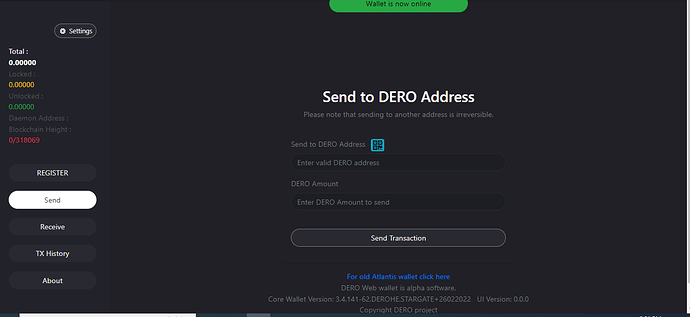 New Dero Home page
